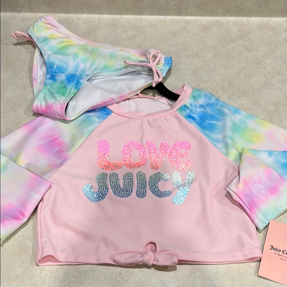 Juicy Couture Kids Swim Rashguard Set - Pink and Multicolor